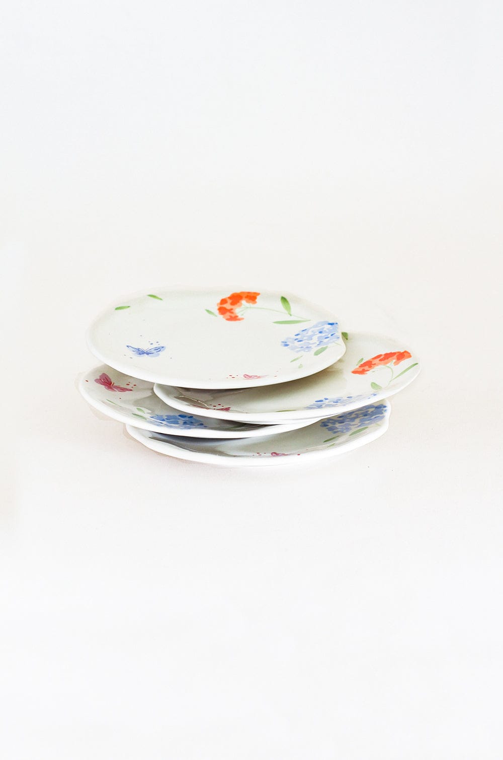 Plates Wildflower Meadow Handpainted Ceramic Side Plates - Set of 4