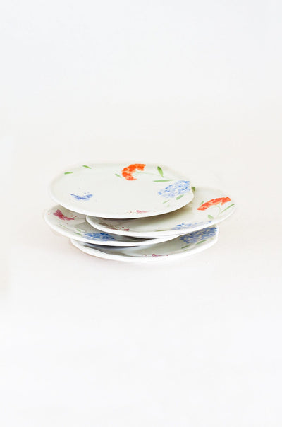 Plates Wildflower Meadow Handpainted Ceramic Side Plates - Set of 4
