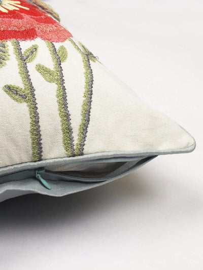 Poppy Embroidered Cushion Cover