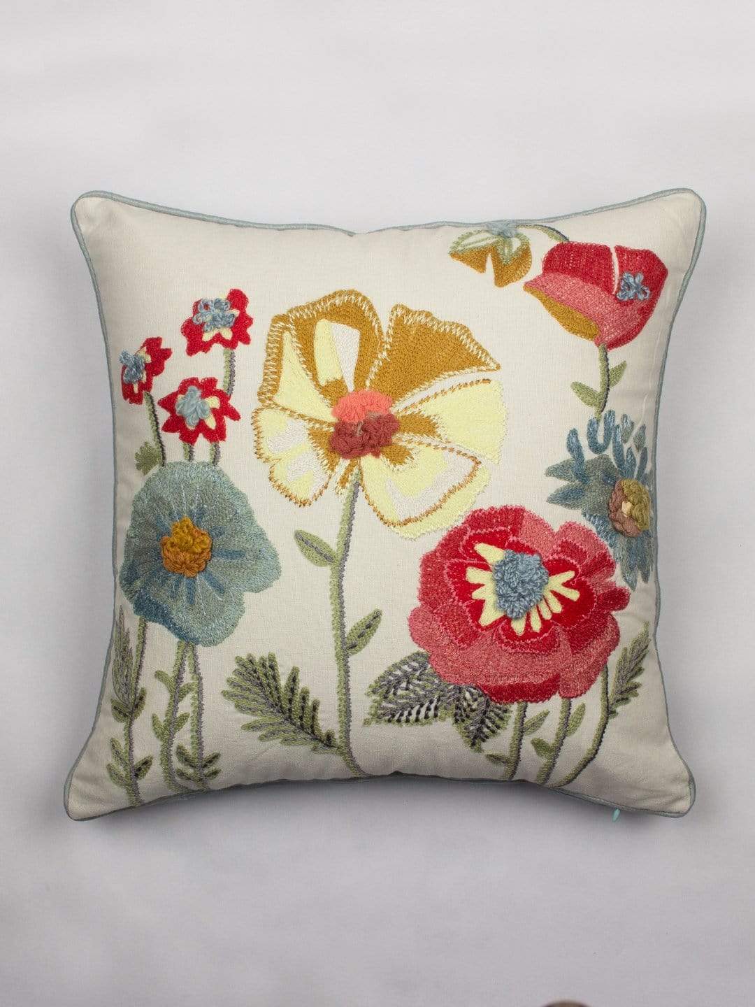 Poppy Embroidered Cushion Cover