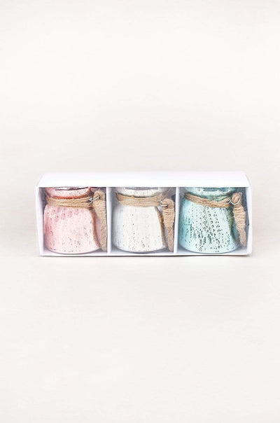 Sparkle Dust Glass Votives with Jute Rope - Set of 3