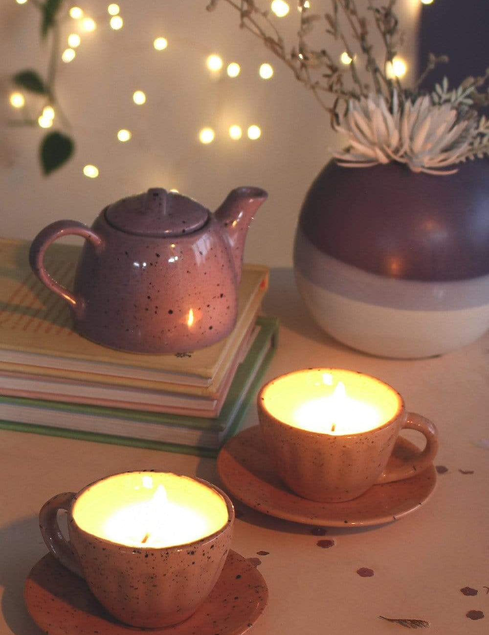  Teapot & Teacup Saucers Diyas - Pink & Purple - Set of 3 - Tea Time Diyas - Pink & Purple - Set of 3 - The Wishing Chair 