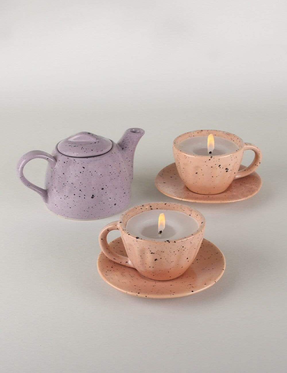  Teapot & Teacup Saucers Diyas - Pink & Purple - Set of 3 - Tea Time Diyas - Pink & Purple - Set of 3 - The Wishing Chair 