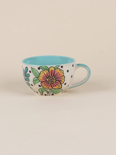 Kelly Green Handpainted Tea Cup & Saucer -Set of 2