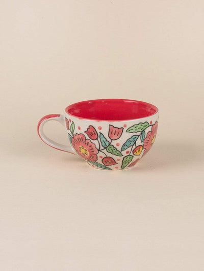 Poppy Petals Handpainted Cup & Saucer - Set of 2