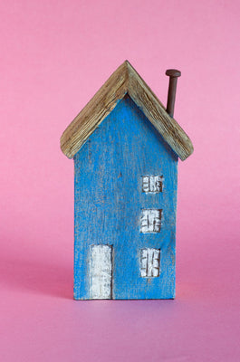  Tiny Homes Wooden Paperweight - Blue - Tiny Homes Wooden Paperweight - Blue - The Wishing Chair 