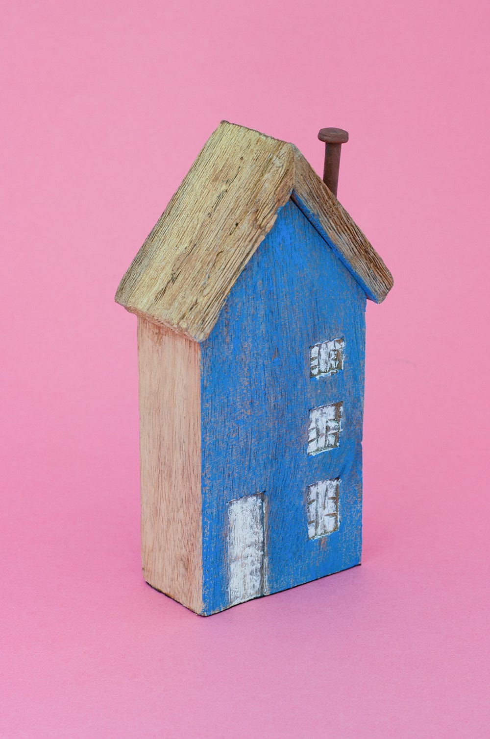Tiny Homes Wooden Paperweight - Blue