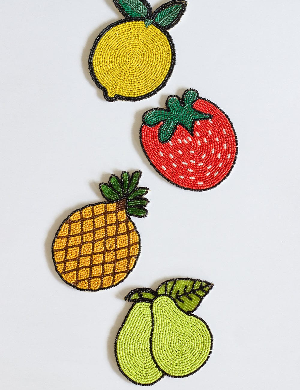  Tropical Goodness Hand Embroidery Beaded Coasters -Set of 4 - Tropical Goodness Hand Embroidery Beaded Coasters -Set of 4 - The Wishing Chair 