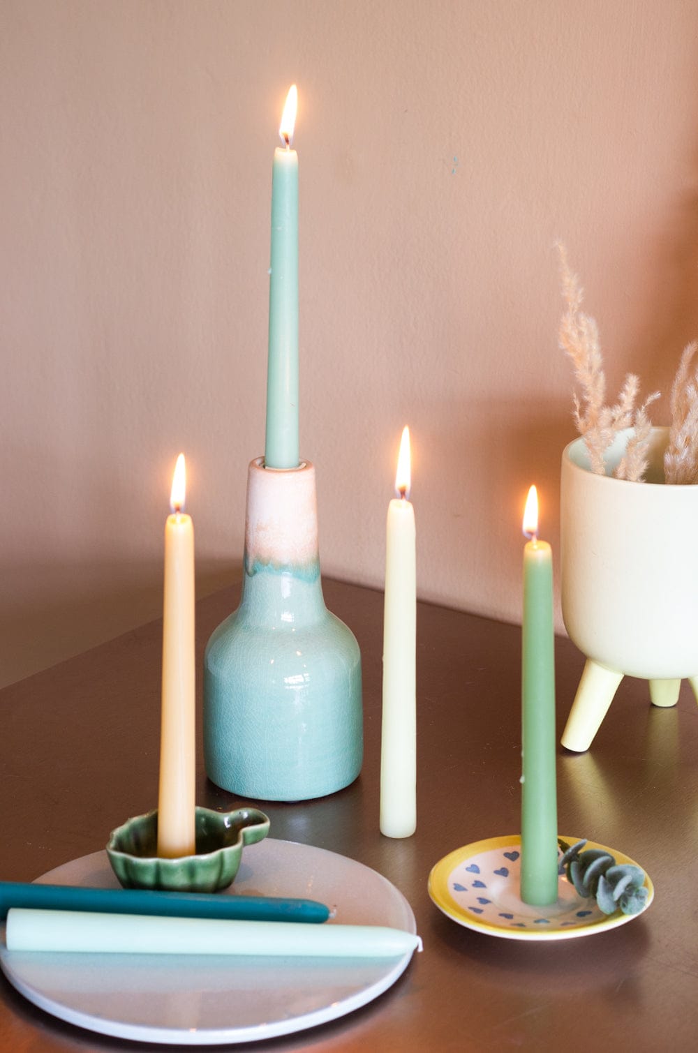 Verde Ombre Tapered Candles - set of 6