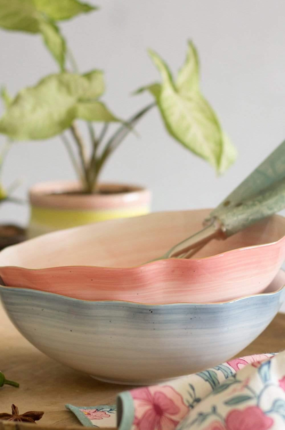 Watercolor Magic Bowl - Cerrulean BlueMaterial: CeramicsDimensions: 22d cm x 7h cmDishwasher safe, Gold rim is not Microwave safe, Do not scrub with steel wool.Will chip or break on impactOur products arWatercolor Magic Bowl - Cerrulean Blue