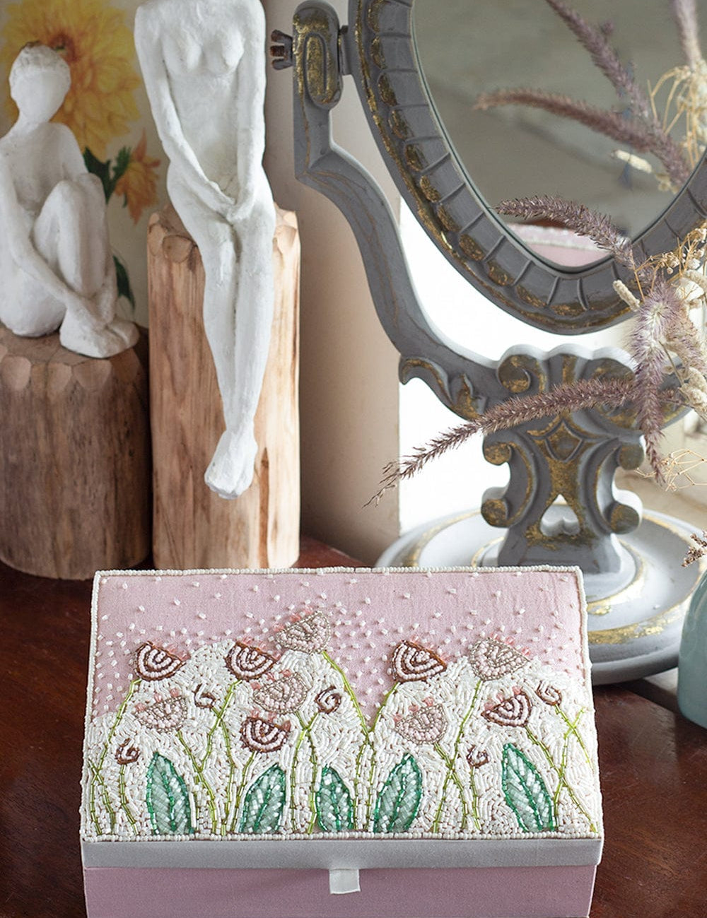  Wildflowers Beaded Jewellery Box - Wildflowers Beaded Jewellery Box - The Wishing Chair 