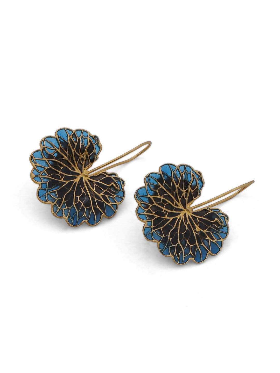 AZGA Leaf Earrings -Cobalt & Black