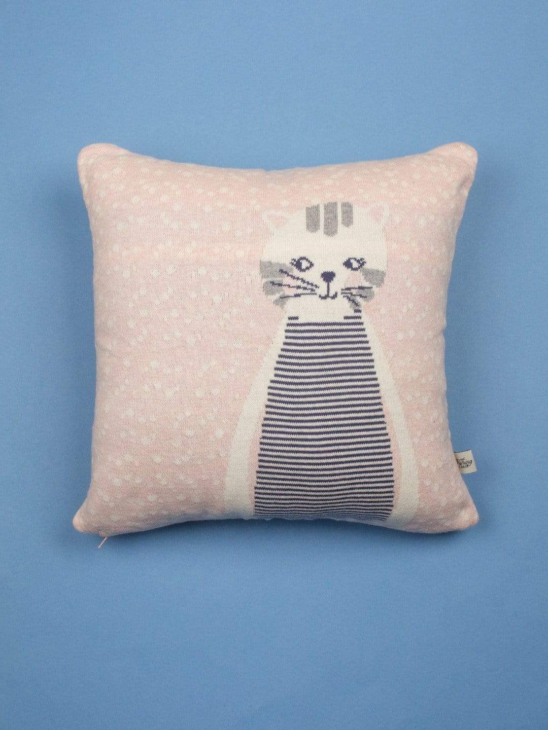 Cattitude Knitted Cotton Cushion Cover