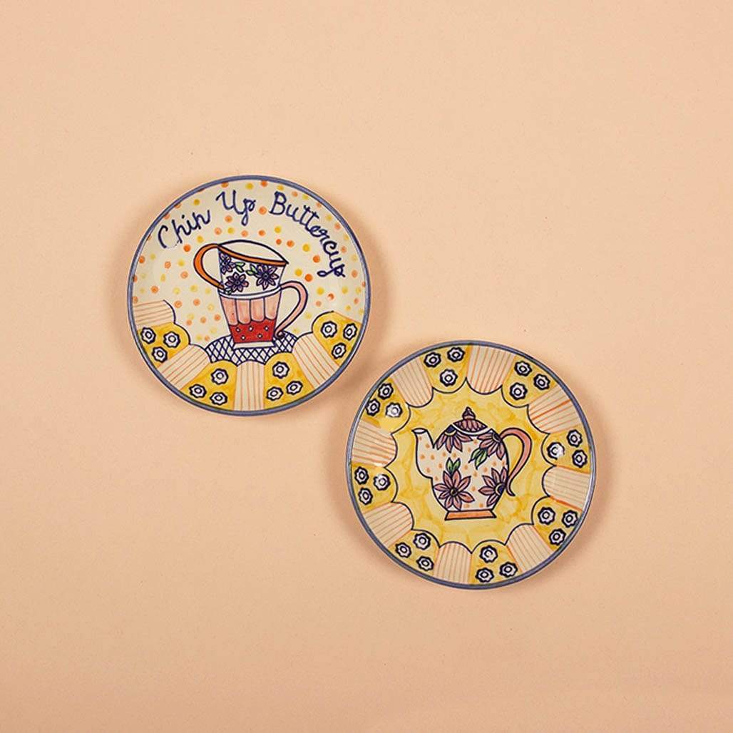 Chin Up Buttercup Wall Plates - Set of 2