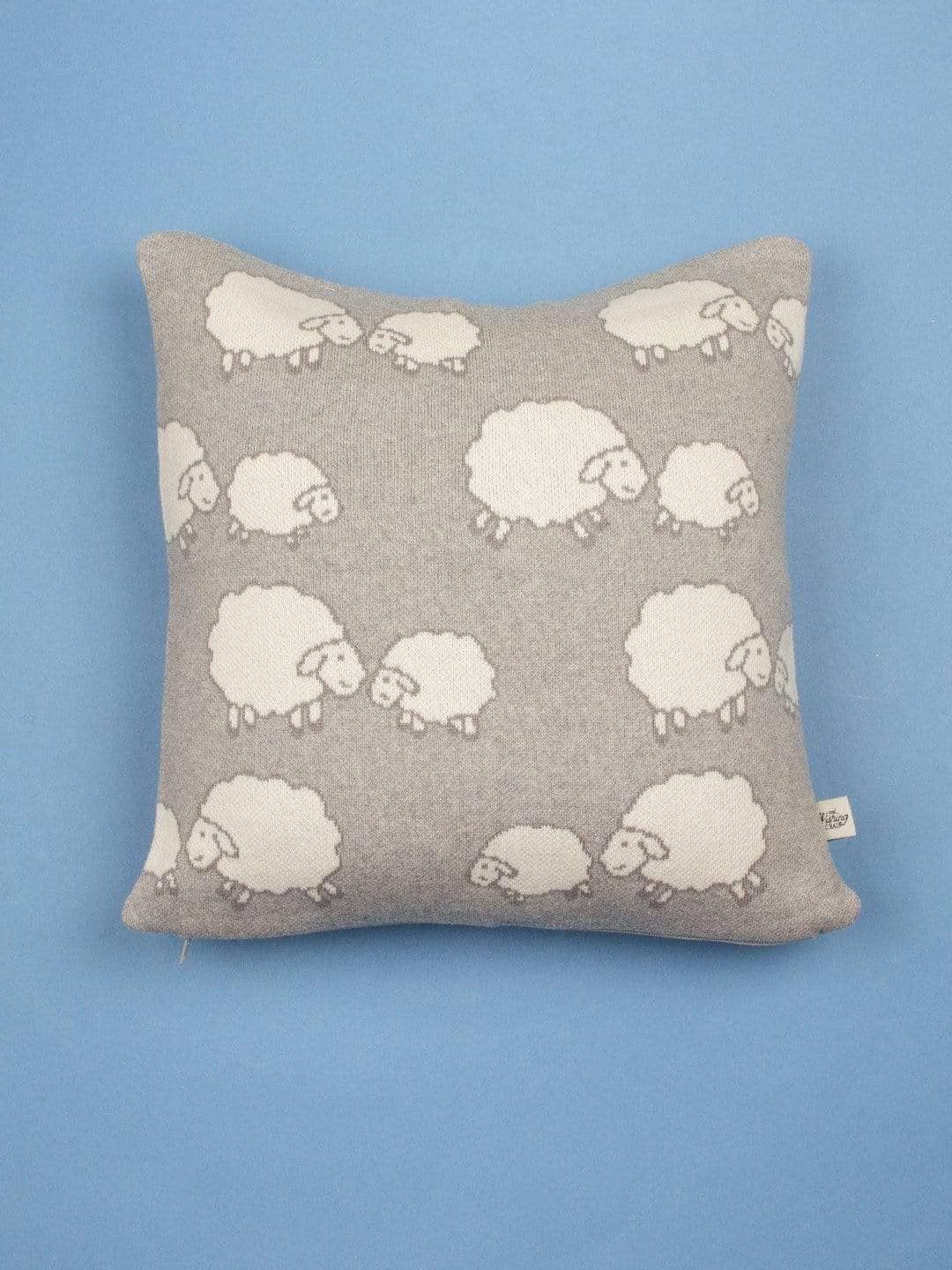 Counting Sheep Knitted Cotton Cushion Cover