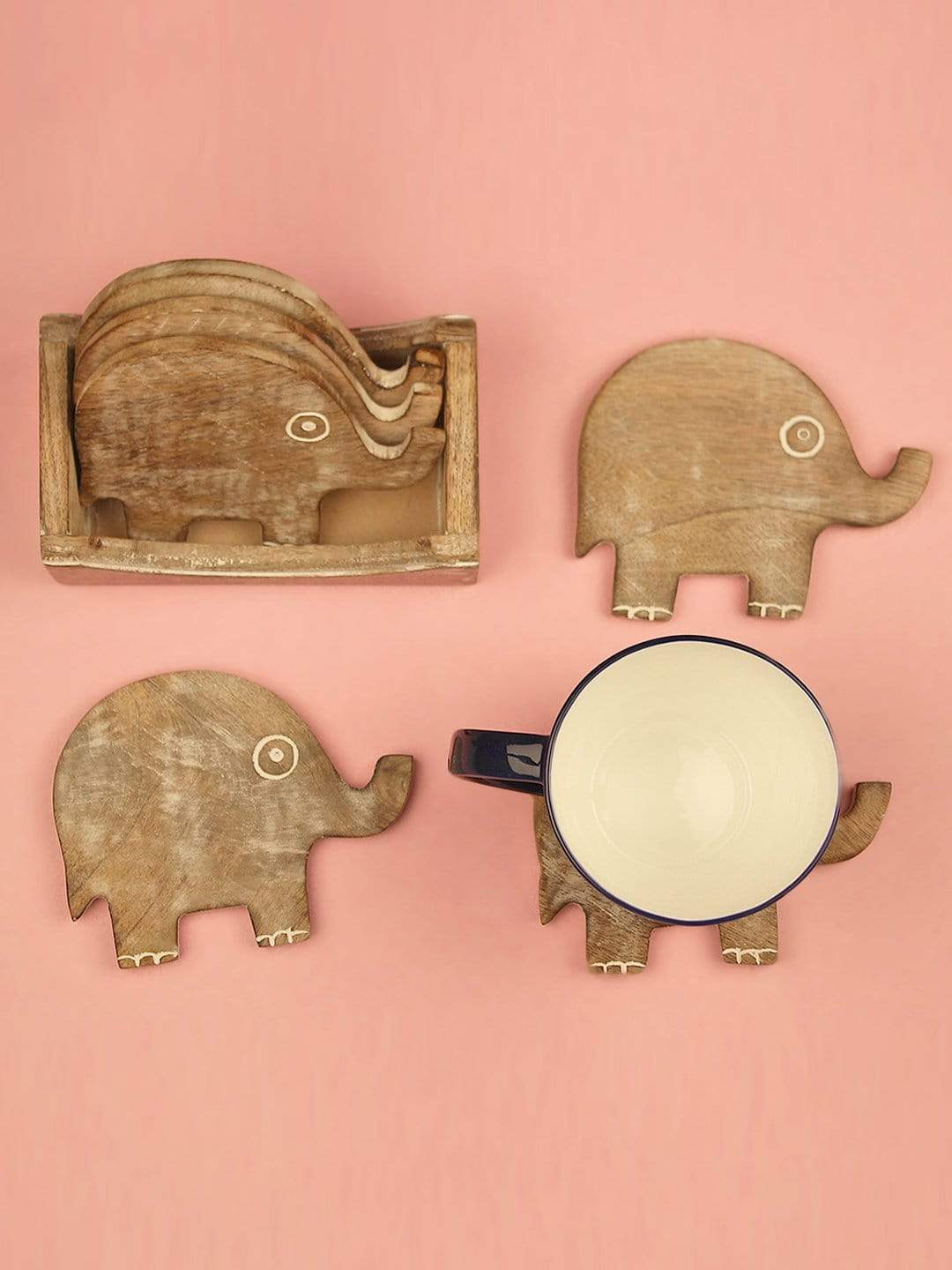 Ellie, The Elephant Coasters Set Of 6Material: MANGO WOODDimensions: 14.5 L cm X 7 W cm X 11 H cmAlways wipe up moisture promptly. Do not wash, Use a slightly damp cloth to clean. Wipe dry. Avoid draggiElephant Coasters SetThe Wishing Chair