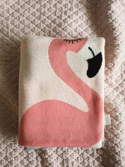 Flamingo Knitted Cotton Baby Blanket - The Wishing Chair