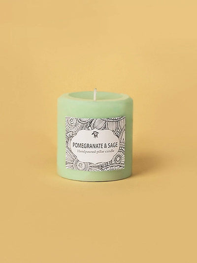 Handpoured Pillar Candle - Pomegranate & Sage - The Wishing Chair
