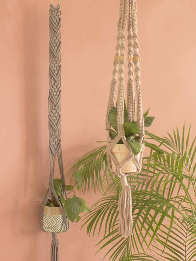 Lace Cable Macrame Wall Planter Holder