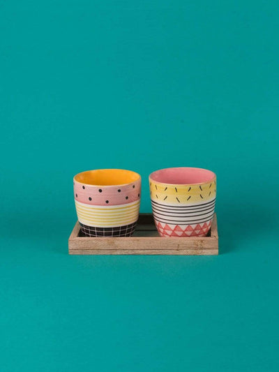 Mix & Match Patterns Planter - Set Of 2Material: Handpainted Handmade Stoneware
Dimensions: 3.50 Dia x 3 H Inches

Handle with care.Will Chip or Break on Impact. Clean with slightly damp cloth.

 Mix & Match Patterns Planter - SetThe Wishing Chair