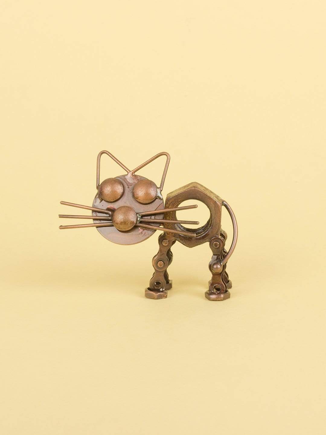 Recycled Decorative Cat- Copper Antique