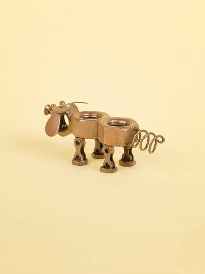 Recycled Decorative Cow- Copper Antique