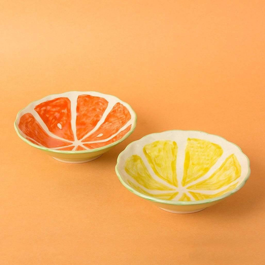 Tangerine Handpainted Ceramic Bowls - Set Of 2 - The Wishing Chair