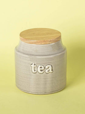  Tea CanisterMaterials: Made of Stoneware
Dimensions: 5 Dia X 5.5 H Inches, Capacity 850 ML
 Handle with care. May chip or break on impact.Tea CanisterThe Wishing Chair - Tea Canister - The Wishing Chair 