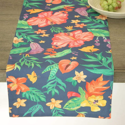 Tropical Wave Table RunnerMaterial: Digitaly Printed Polycanvas with Cotton BackingDimensions: 77 L inch x 14 W inchMachine wash in cold water, tumble dry low, dry in shade, do not bleach, loTropical Wave Table RunnerThe Wishing Chair