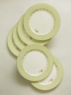  Vintage Rose Dinner Plates Set of 6 - Mint Green - Vintage Rose Dinner Plates Set of 6 - Mint Green - The Wishing Chair 