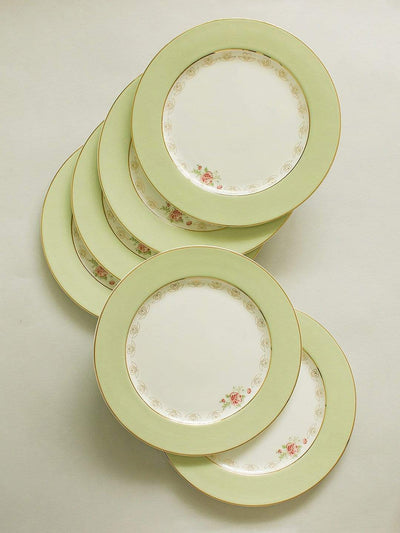 Vintage Rose Dinner Plates Set of 6 - Mint Green