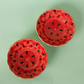  Watermelon Handpainted Ceramic Bowls - Set Of 2Frequently Asked Question
Q. Is this cute, quirky and cheerful?
A. Do kittens go meow?
Q. Is this breakable?
A. We suggest you don't use it as a weapon of mass destrWatermelon Handpainted Ceramic Bowls - SetThe Wishing Chair - Watermelon Handpainted Ceramic Bowls - Set Of 2 - The Wishing Chair 