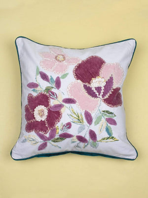  Winter Rose Embroidered Cushion Cover - Winter Rose Embroidered Cushion Cover - The Wishing Chair 