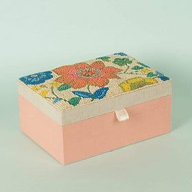   Zinnia Beaded Jewelry BoxMaterial: Mdf, Cotton Fabric &amp; Glass Beads
Dimensions: 7X5X3"

HandcraftedSpot clean with dry clothKeep away from dust and moisture

 Zinnia Beaded Jewelry BoxThe Wishing Chair - Zinnia Beaded Jewelry Box - The Wishing Chair  - Zinnia Beaded Jewelry Box - The Wishing Chair 