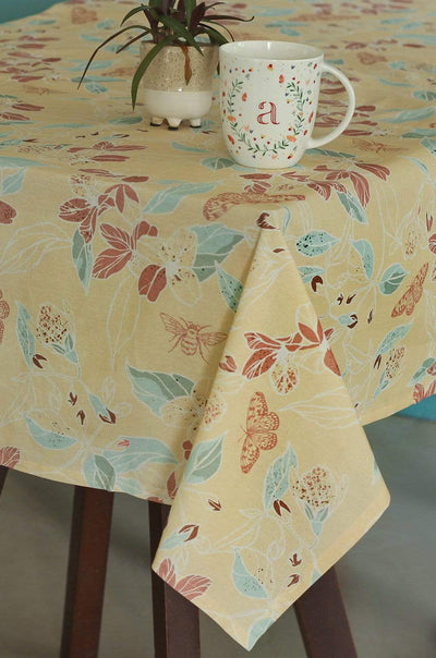 Yellow Fluer Table Cover - 6 Seater
