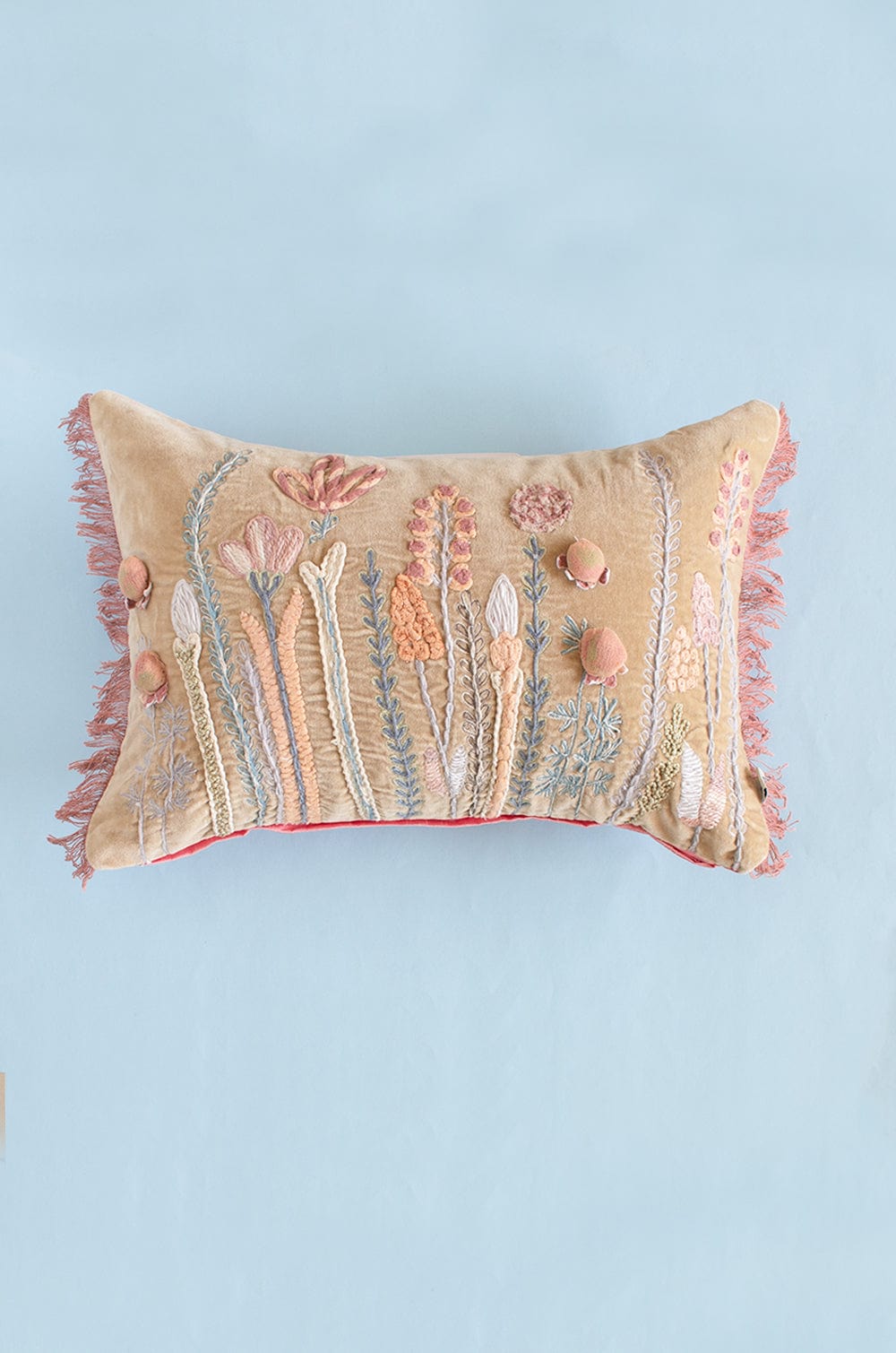 Zoey Hand Embroidered Cushion Cover- Botanicals
