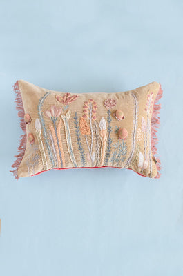  Zoey Hand Embroidered Cushion Cover- Botanicals - Zoey Hand Embroidered Cushion Cover- Botanicals - The Wishing Chair 