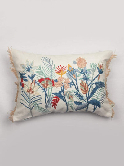 Zoey Hand Embroidered Cushion Cover- Flowers